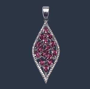 4.20 ctw Rhodolite Garnet & Topaz Sterling Silver Pendant 2" NEW
